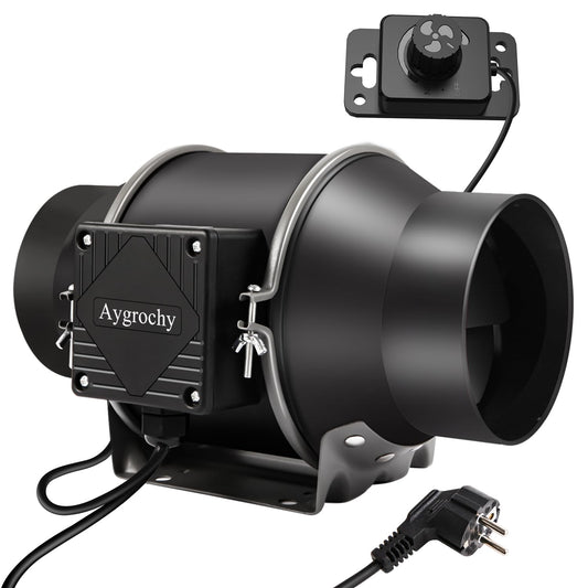 Aygrochy duct fan 150mm adjustable, exhaust fan 683m³/h, inline duct fan for heating, cooling, boosting, grow tents, hydroponics, home use, ventilation, and exhaust.