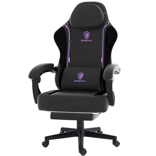Dowinx Gaming Chair, Ergonomic PU Leather Gamer Chair with Lumbar Support, PC Chair with Widened Backrest, Supports up to 150 kg, Purple