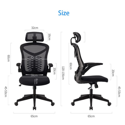 Magic Life Office Chair Ergonomic Computer Adjustable Desk Chair, adjustable lumbar support with thickened cushion, 3D headrest & Comfortable armrest Computer Chair (135 x 65 cm)