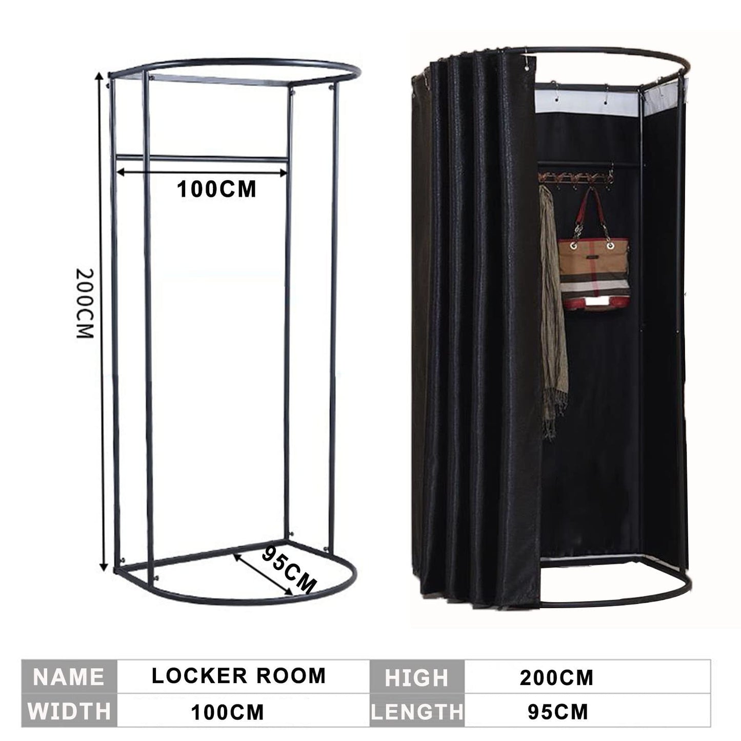 LXSEHN Changing room Freestanding, U-shaped Mobile divider with floor stand Portable privacy screen, shades dressing area Eyelet iron holder, for office shopping mall