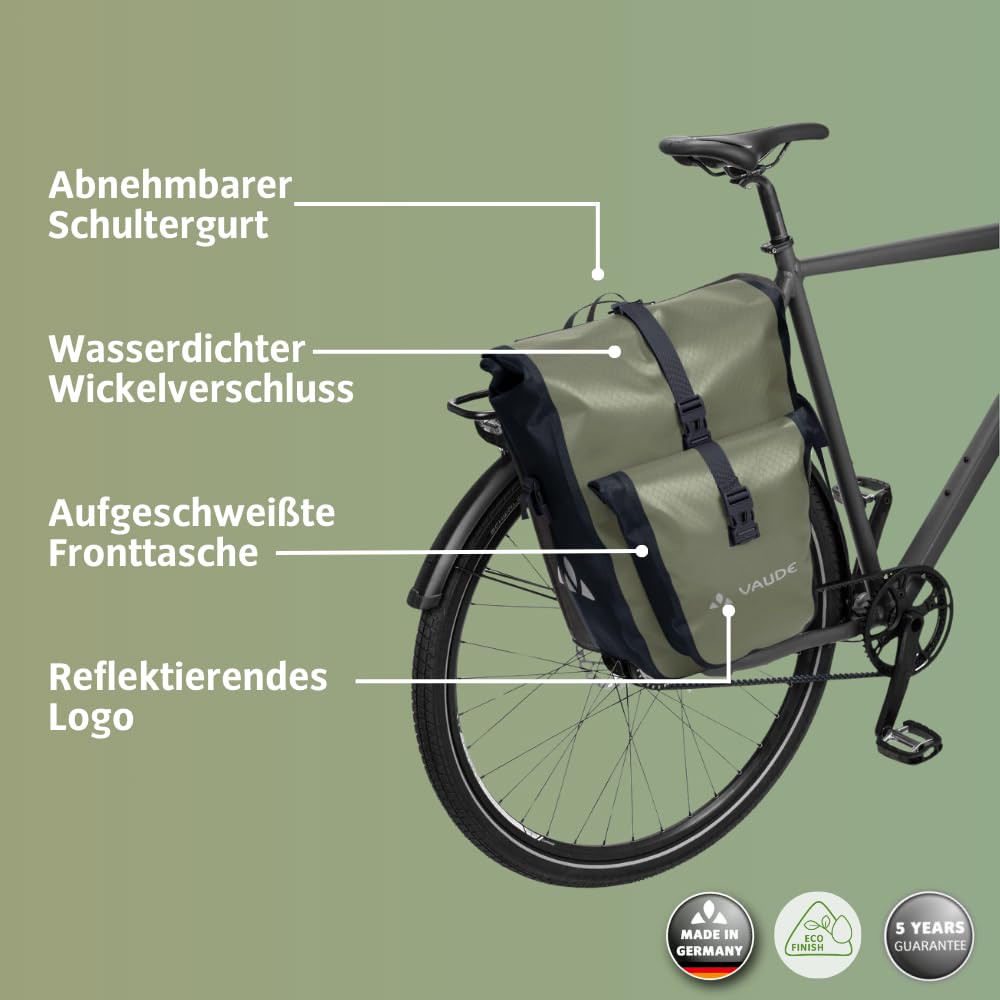 VAUDE bicycle bag for luggage rack Aqua Back Plus Single 1 x 25 L in khaki, rear bag waterproof, bicycle luggage rack bag rear, easy attachment - Made in Germany