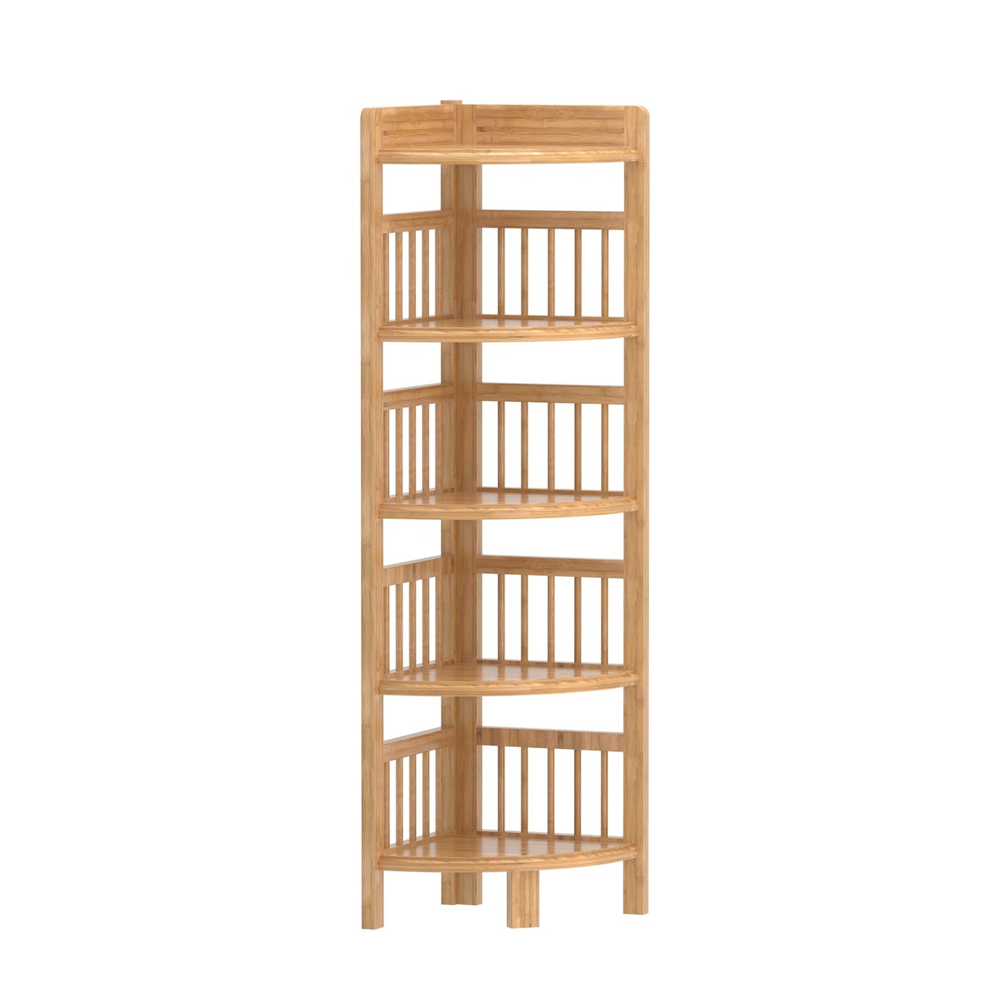 Dripex corner shelf standing, bathroom shelf, bamboo bookshelf, standing shelf with 5 shelves, 110x30x30cm, space-saving, small storage shelf for bathroom, living room, bedroom, kitchen, balcony.