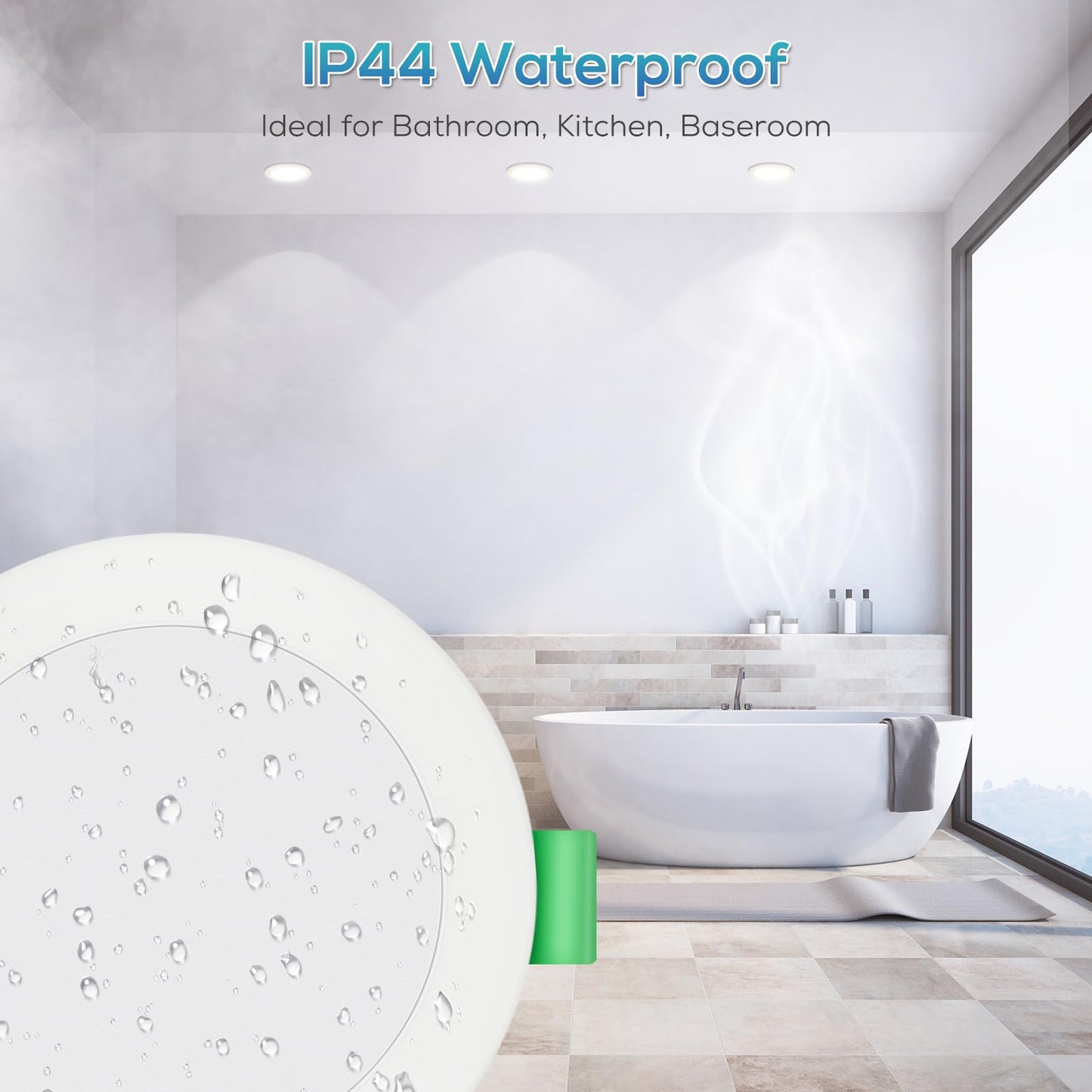 ALUSSO LIGHTING LED recessed spotlights 230V 7W Dimmable 68mm, IP44 recessed lights for bathroom kitchen, 3000K/4000K/6500K recessed spots, Round White 6er Set