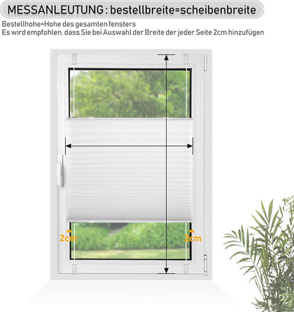 Deswell pleated blind without drilling clamp fix white W85 x H120 cm Pleated blind sun protection and privacy blinds Easyfix pleats translucent blind for windows & doors