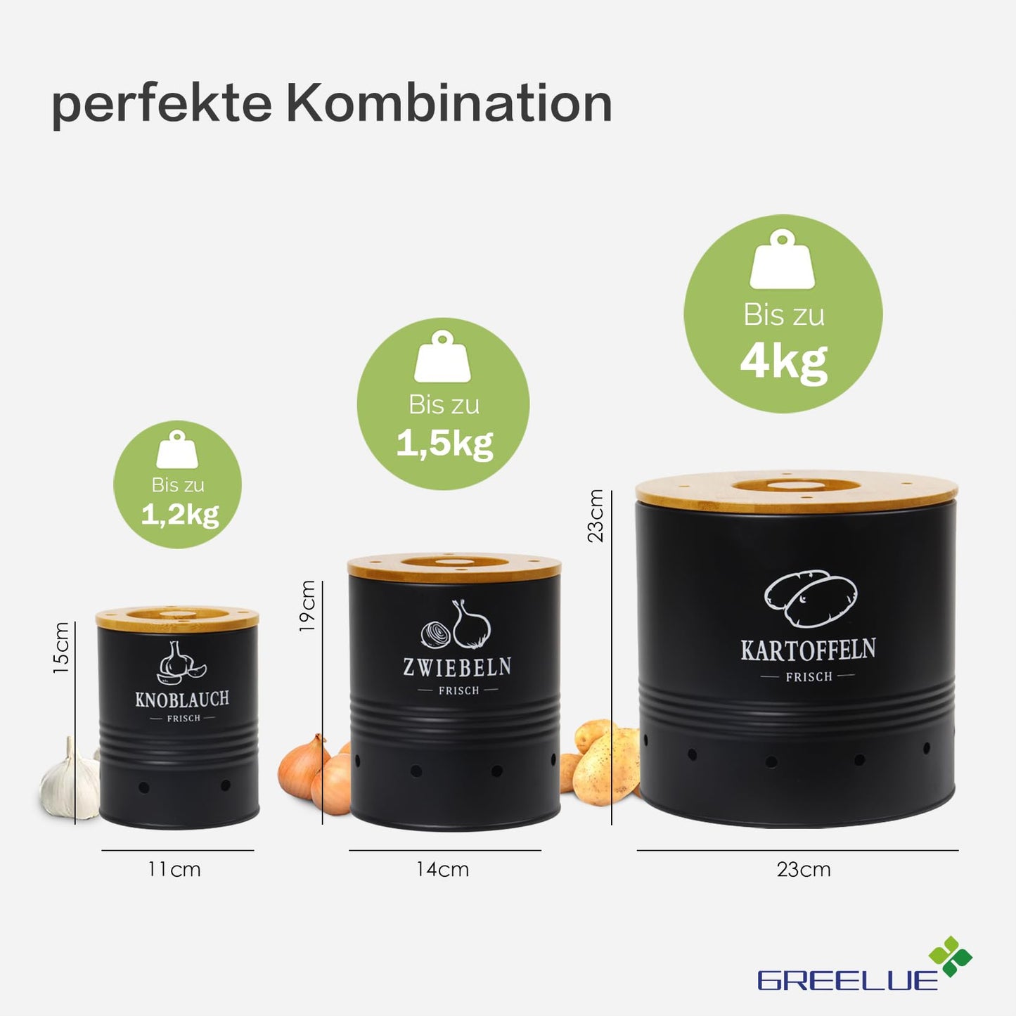 GREELUE Premium Potato Storage Box [3-Pack], Potato, Onion, and Garlic Storage, Keeps Vegetables Fresh Longer (SET02)