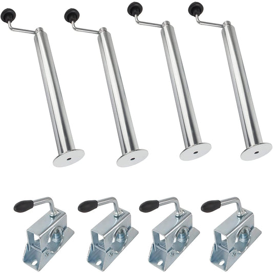 kefflum 4X trailer support, trailer jack stand including crank supports for trailer bracket and clamping bracket for car trailers, trailer supports height 480mm-690mm, 2T load capacity