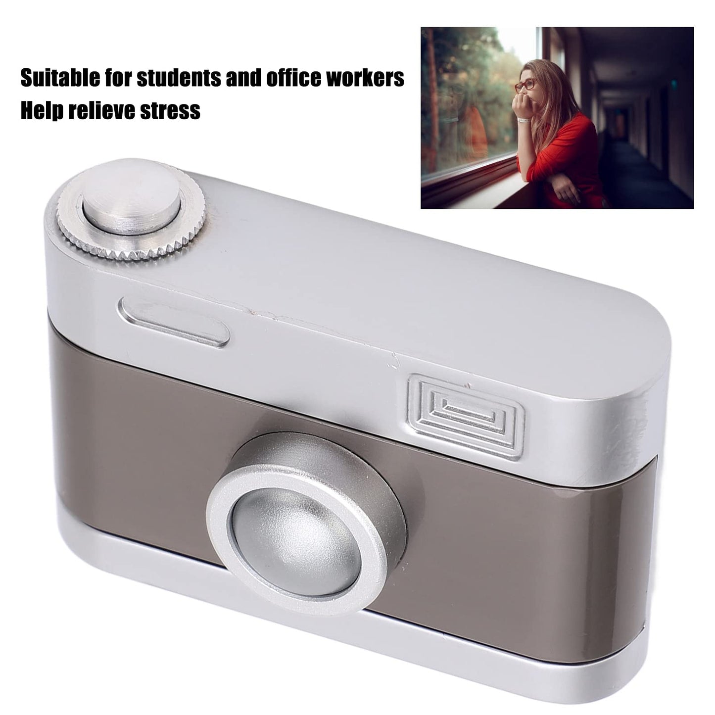 Dpofirs Fidget Slider Push Slider Fidget Clicker EDC Fidget Toys, camera-shaped ADHD push slider toy for adults, metal press, click, anxiety, stress relief, slider toy for office.