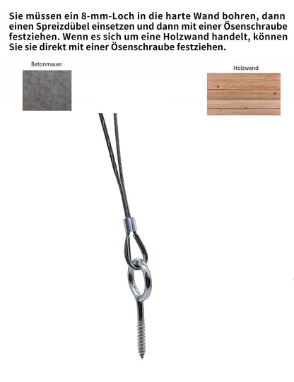 30M trellis wire rope 304 stainless steel, PVC-coated 2mm steel wire 1.5mm 5x turnbuckle M5 hook eye, 10x thimble, 10x wire rope clamps, 10x eye screw, 10x expansion tube, 67 pcs.