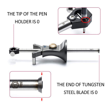 Vislone scribing tool, DIY wood dual-purpose scribing tool for drawing lines and arcs, multifunctional aluminum alloy scribe tool (Type 1)