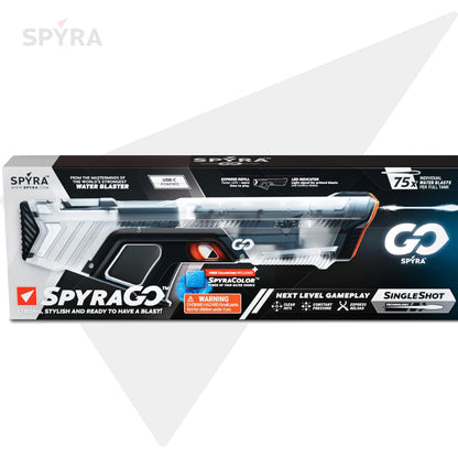 SpyraGO Water Gun Electronic Automatic Premium Water Gun 9 Meter Range LED Display Fast Charging Summer Toy for Kids and Adults (Clear)