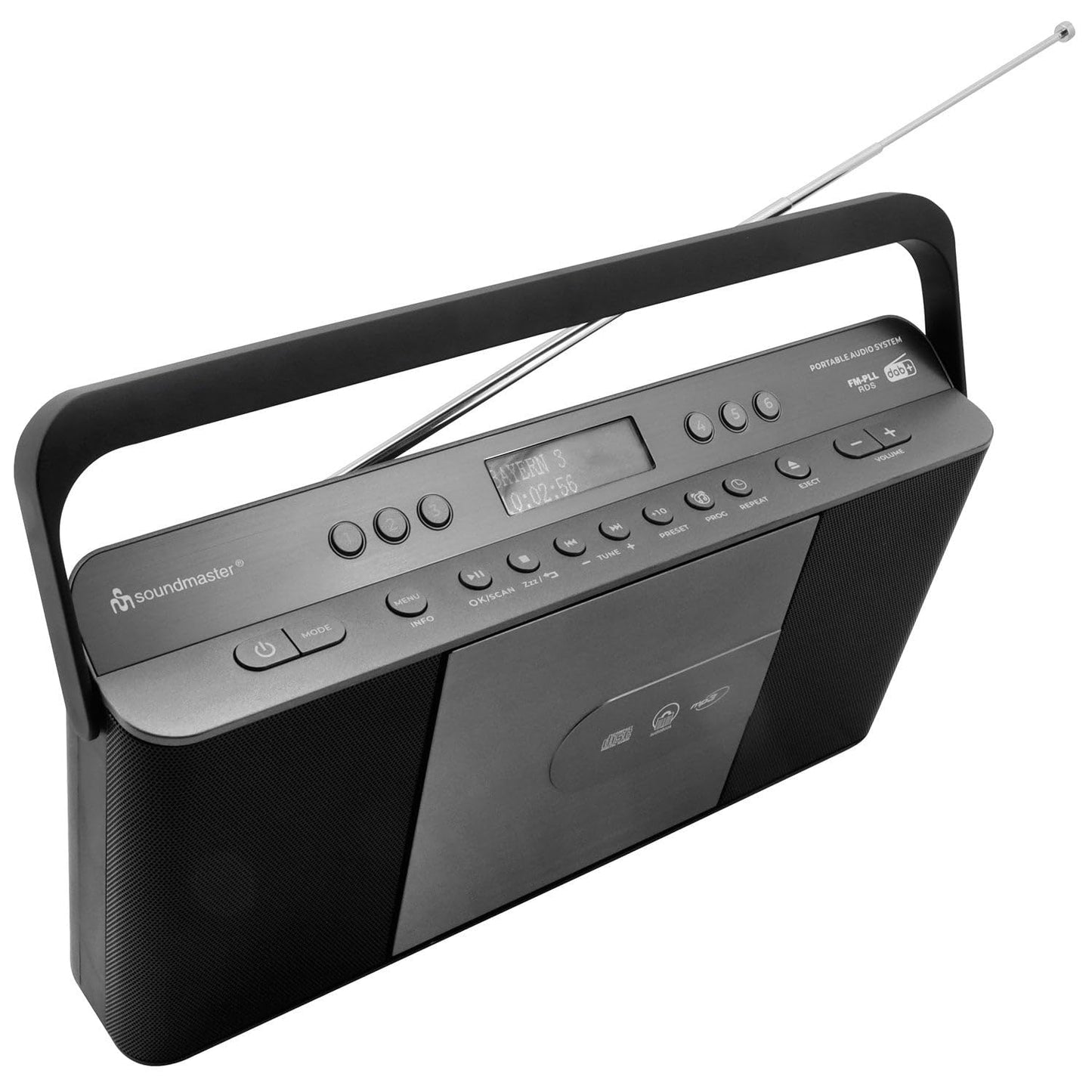 Soundmaster RCD1870SW portable digital radio with CD player DAB+ FM RDS USB alarm clock audiobook sleep function kitchen radio - extremely slim design