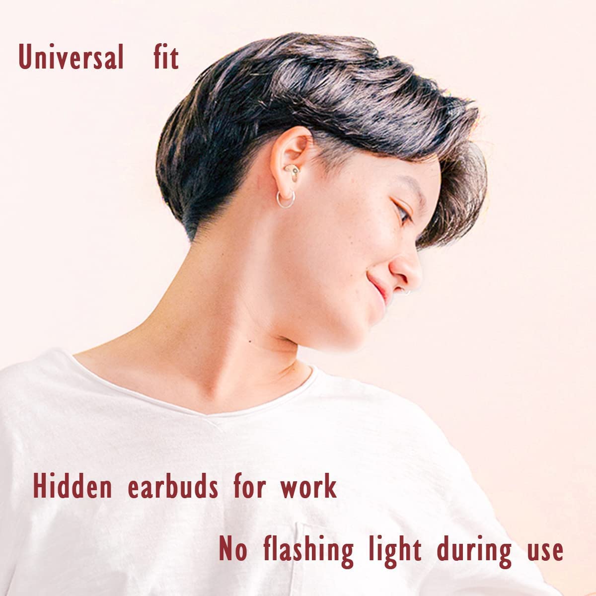 Mini Bluetooth earphones wireless in-ear earbuds, smallest invisible wireless headsets with noise cancelling for sleeping, small ears, kids, side sleepers, sports. Comes with charging case for iPhone, Android in white.