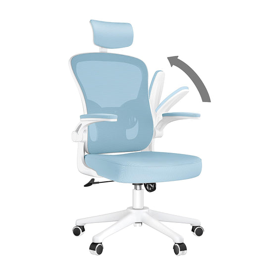 Naspaluro Ergonomic Office Chair with Breathable Mesh Backrest, Desk Chair with Adjustable Armrests, Headrest, Lumbar Support, Backrest, Height Adjustment, 360° Swivel Chair, Blue