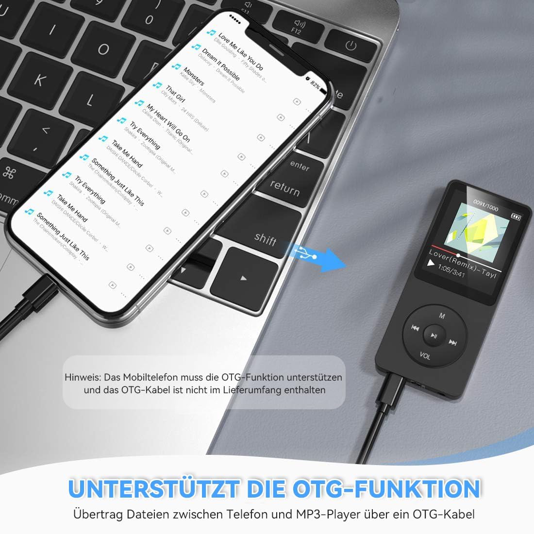 AGPTEK MP3 Player 32GB with Speaker, 70 Hours Battery Life Small and classic sports MP3 player with 1.8-inch screen, FM radio, recording (No Bluetooth), TF card up to 128GB, Black