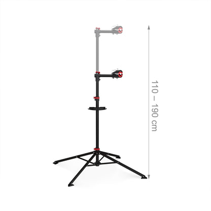 Relaxdays bike repair stand with tool tray - foldable & adjustable height - black four-legged stable stand - steel powder coated, 10017183, STANDARD