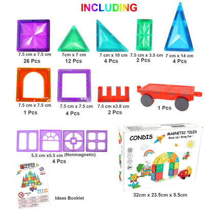 CONDIS Magnetic Building Blocks 60 Pieces, Magnet Toys Magnetic Building Blocks Magnetic Games Tiles Kit Blocks Gift for Kids Ages 3 4 5 6 7 Boy Girl
