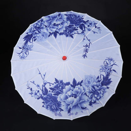 Haofy Japanese Umbrella, Flower Pattern, Oiled Paper Parasol, Art Decor, Windproof, Chinese Classical Dance Umbrella for Photography, Cosplay, Costume, Dance Performance, Wedding Prop (Blue)