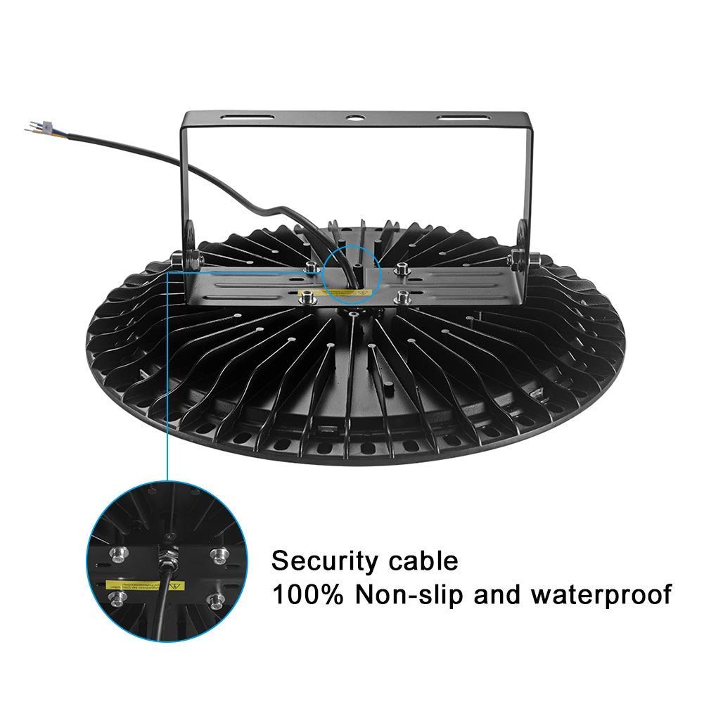 LED industrial lamp, 200W LED high bay light industrial warehouse lighting workshop lighting chandelier, beam angle 120°, German optical PC lens