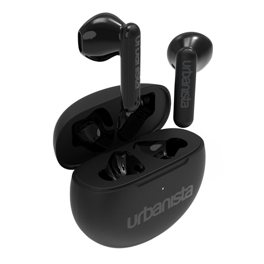Urbanista Bluetooth headphones, Wireless Bluetooth 5.3 Headphones, IPX4 True Wireless Earbuds, 20 hrs. playtime, In-Ear Earphones with touch controls, Earbuds for work, game, and sports, Austin, Black