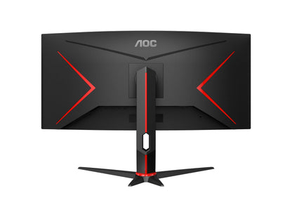 AOC Gaming CU34G2XP - 34-inch WQHD Curved Monitor, 180 Hz, FreeSync Premium, HDR400 (3440x1440, 1ms GtG, HDMI, DisplayPort, USB Hub) black-red