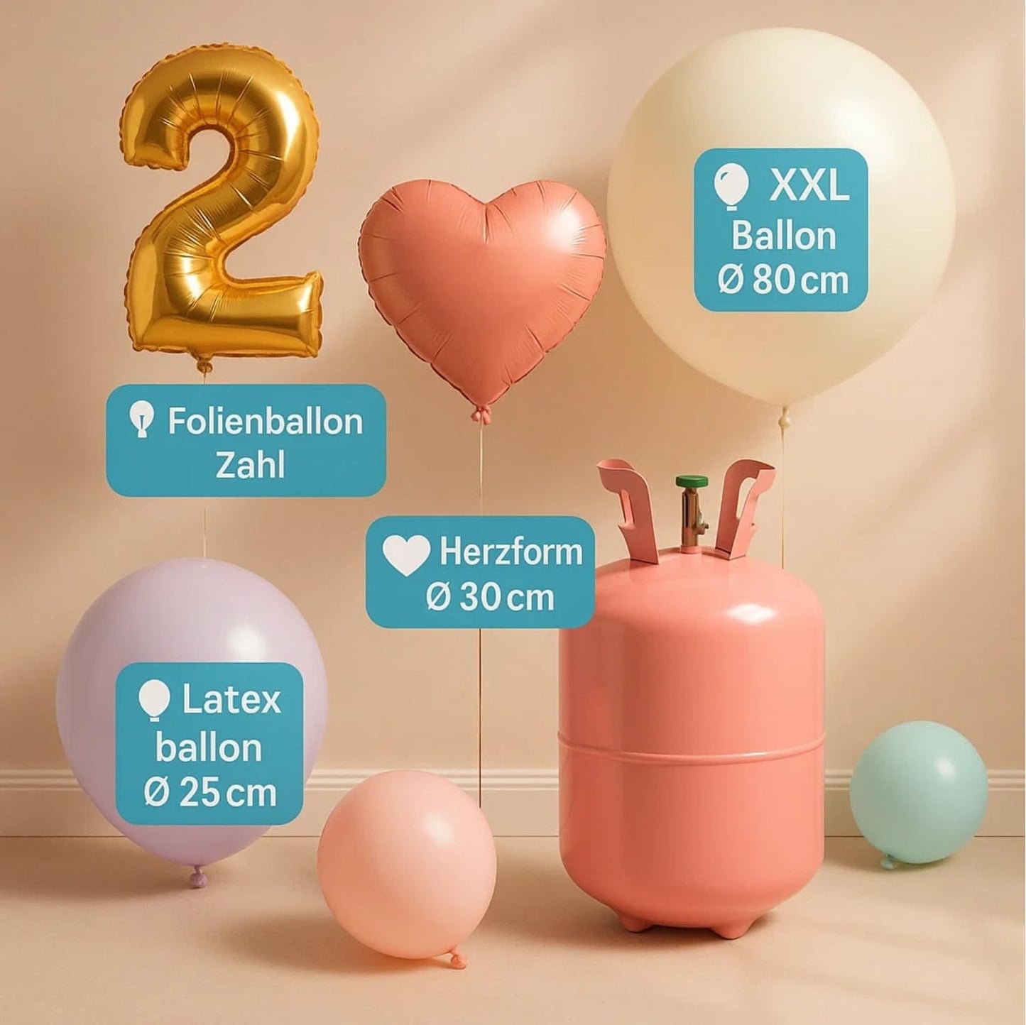 Balloon gas - Helium Balloon Gas for up to 50 balloons - Helium Gas Tank XXL