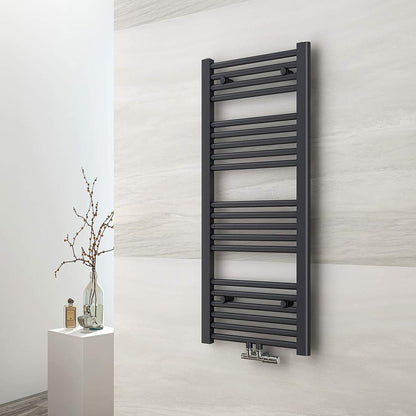 EMKE bathroom radiator 1000x400 mm, towel radiator with middle connection. Towel holder, towel warmer, towel dryer, bathroom radiator, towel heating in anthracite 356W.