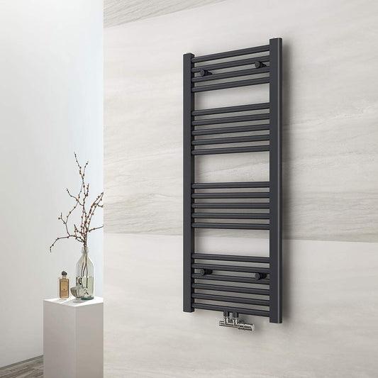EMKE bathroom radiator 1000x400 mm, towel radiator with middle connection. Towel holder, towel warmer, towel dryer, bathroom radiator, towel heating in anthracite 356W.