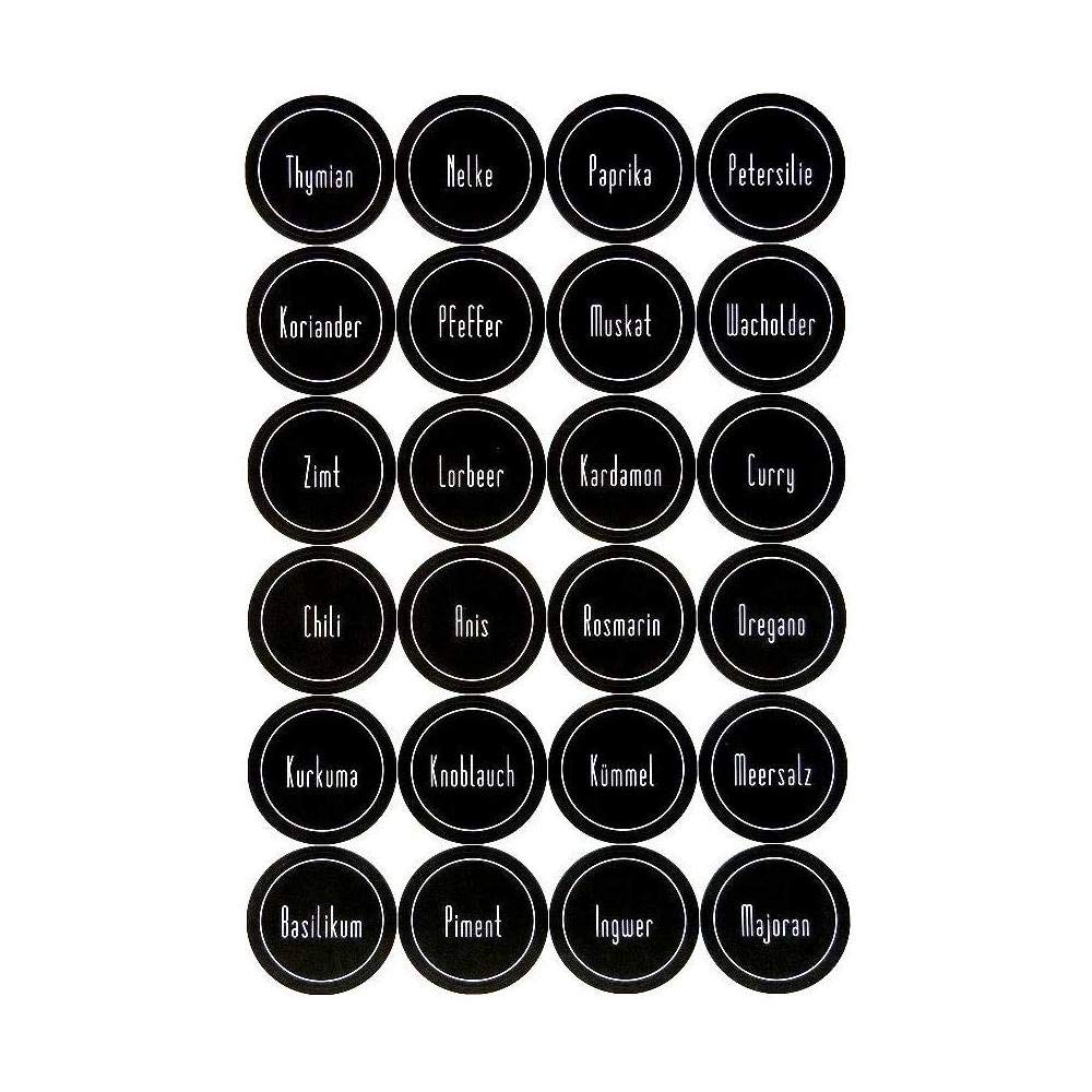 12 square spice jars 260 ml including 24 spice labels, silver lid color