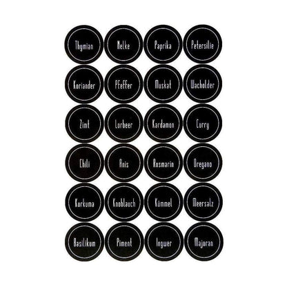 12 square spice jars 260 ml including 24 spice labels, silver lid color