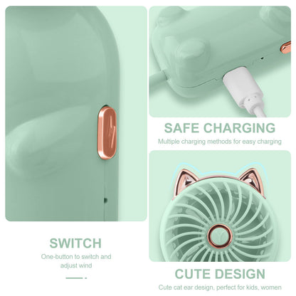 JYPS Portable Handheld Fan, Mini USB Fan with Rechargeable Battery and 3 Speeds, cute personal small electric fan for girls/women/children, foldable for travel.