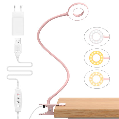 iZELL 23 LED Reading Light for Bed Dimmable -【3 Modes & 10 Brightness Levels】Eye Protection Clip Lamp with 70cm Flexible Gooseneck, Clamp Light, Reading Light with 10W USB Charger