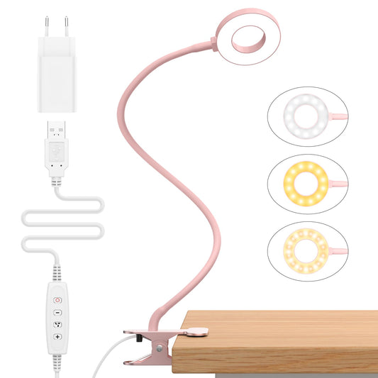 iZELL 23 LED Reading Light for Bed Dimmable -【3 Modes & 10 Brightness Levels】Eye Protection Clip Lamp with 70cm Flexible Gooseneck, Clamp Light, Reading Light with 10W USB Charger