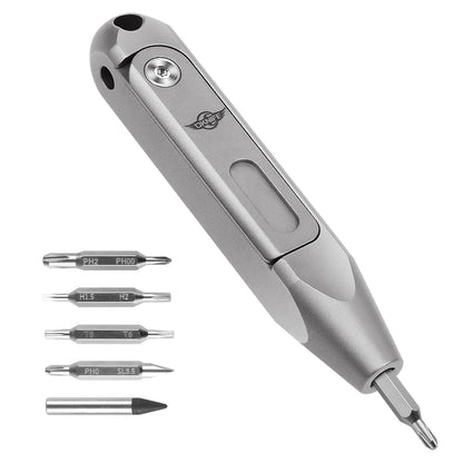 OKNIFE Oracle D1 Titanium Multi-Bit Screwdriver, 8 in 1 Mini Screwdriver Set Magnetic Repair EDC Multitool for Computer Glasses Daily Household Use.