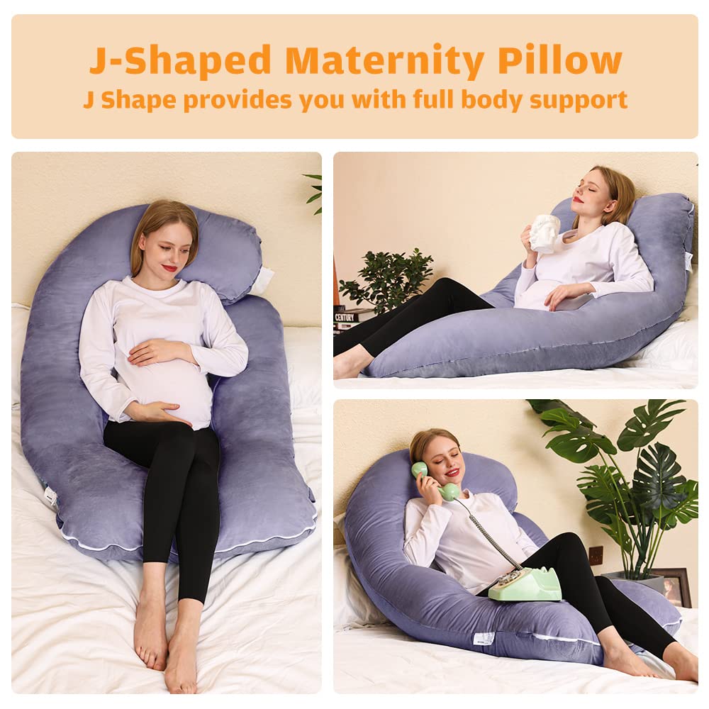 Chilling Home Pregnancy Pillow J Shape, Side Sleeper Pillow with Cover J Pillow Nursing Pillow large Support Pillow, Pillow for Women and Side Sleepers