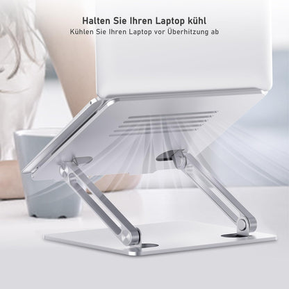 Boyata laptop stand, multi-angle laptop stand with heat-vent, adjustable notebook stand compatible for laptops (10-15 inch) including MacBook Pro/Air, Dell, HP, Samsung (Silver)