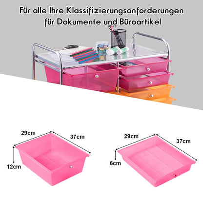 GOPLUS rolling cart with 15 stackable drawers, color options, utility cart household trolley storage cart bathroom cart shelf cart (Colorful)