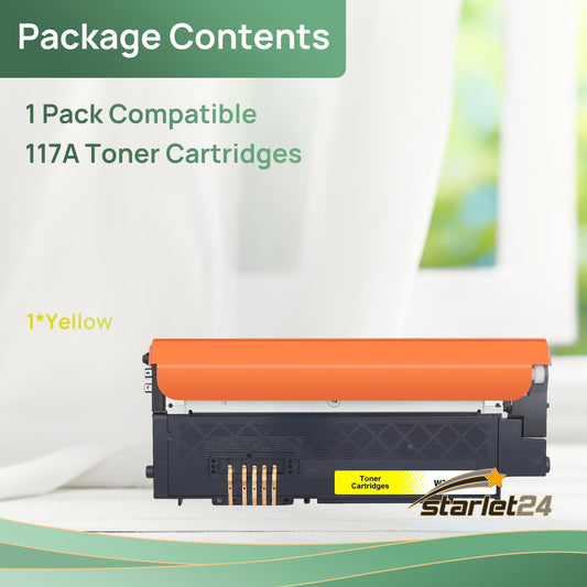 Starlet24 1x 117A Yellow Toner Compatible for HP 117A Yellow Toner Set as a replacement for Color Laser MFP 178nwg 179fwg 179fnw 150nw 150a 178nw, W2072A