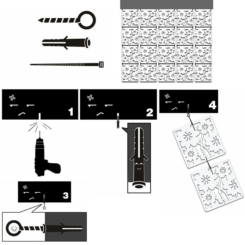 Y-Step Hanging Room Divider, Room Divider, Hanging Panel for Home, Hotel, Office, Bar, Decoration, 12 Pieces Pattern C