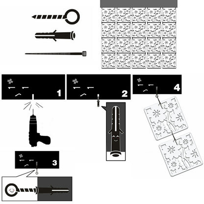 Y-Step Hanging Room Divider, Room Divider, Hanging Panel for Home, Hotel, Office, Bar, Decoration, 12 Pieces Pattern C