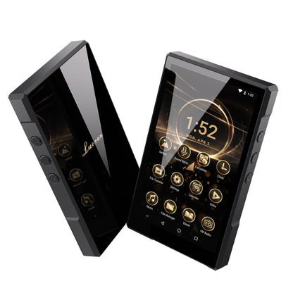 96GB MP3 player with Bluetooth, supports APK downloads, 5000mAh battery pre-installed Spotify, Audible, and 5.0 inch HD IPS Android MP4 music player.