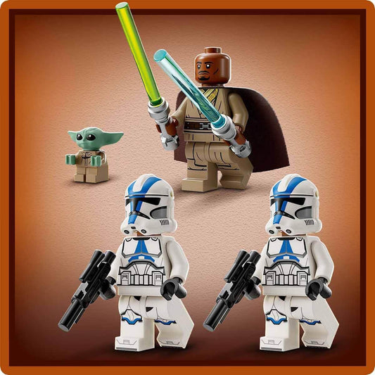 LEGO Star Wars Escape with the BARC Speeder, The Mandalorian Set, toy bike with sidecar, includes characters Kelleran Beq and Grogu, gift for boys and girls aged 8 and up 75378