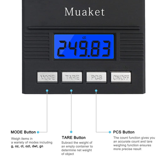 Muaket Pocket Scale, 50g / 0.001g Digital Scale with LCD Display, Professional Milligram Scale, Portable Scale, Lab Scale, Gold Scale, Postal Scale, MG Scale