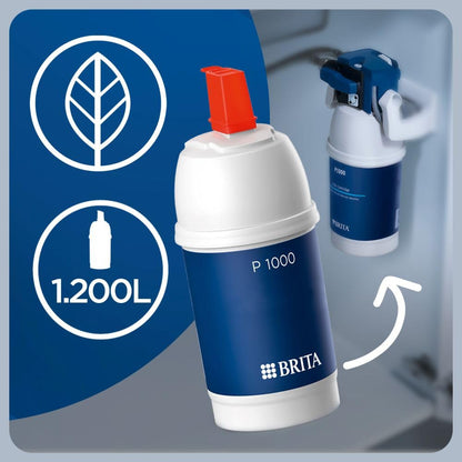 BRITA water filter cartridge P1000 - water filter faucet for BRITA taps with lime filter - reduces lime, chlorine, lead, copper & taste-impairing substances in drinking water - filters up to 1200l.
