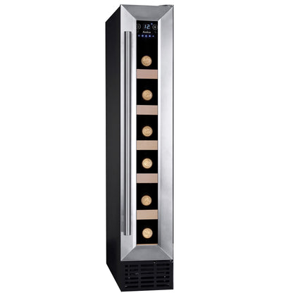 Amica WK 341 101 E Wine Cooler/Stainless Steel Look/82.5 cm (H) x 14.8 cm (W) x 52.5 cm (D)/18 l Capacity/Electronic Control/Fan/LED Lighting