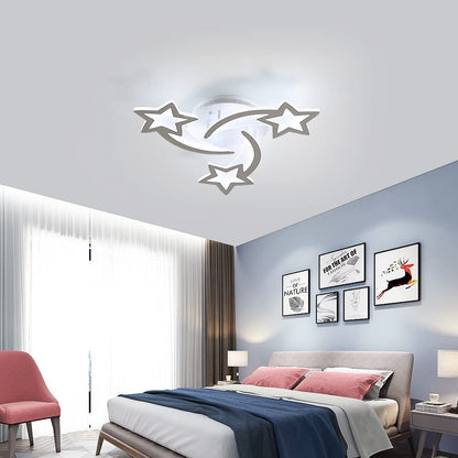 Lovely dimmable LED ceiling light with remote control, 30W modern star design ceiling lamp, white starry sky light ceiling lighting for children's room bedroom dining room.