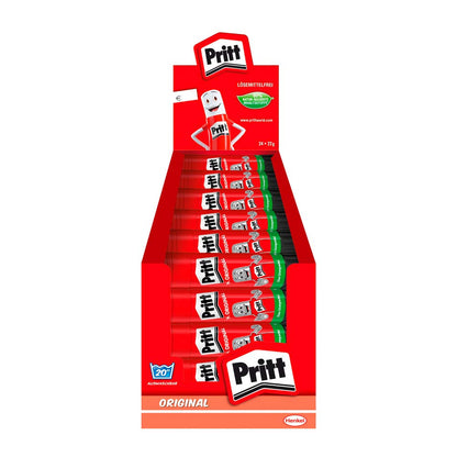 Pritt glue stick, safe and child-friendly adhesive for arts and crafts, strong glue for school & office supplies, 24x22g Pritt stick.
