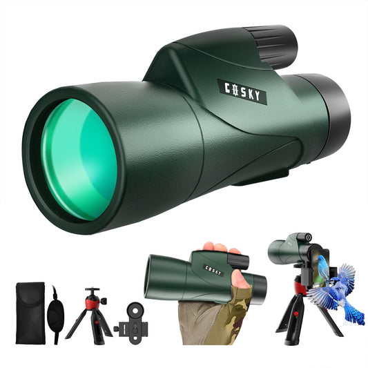 Gosky Monocular Telescope, Piper 12x55 High Definition Monocular for adults with BAK4 prism and FMC lens, lightweight, compact with smartphone adapter, suitable for bird watching.