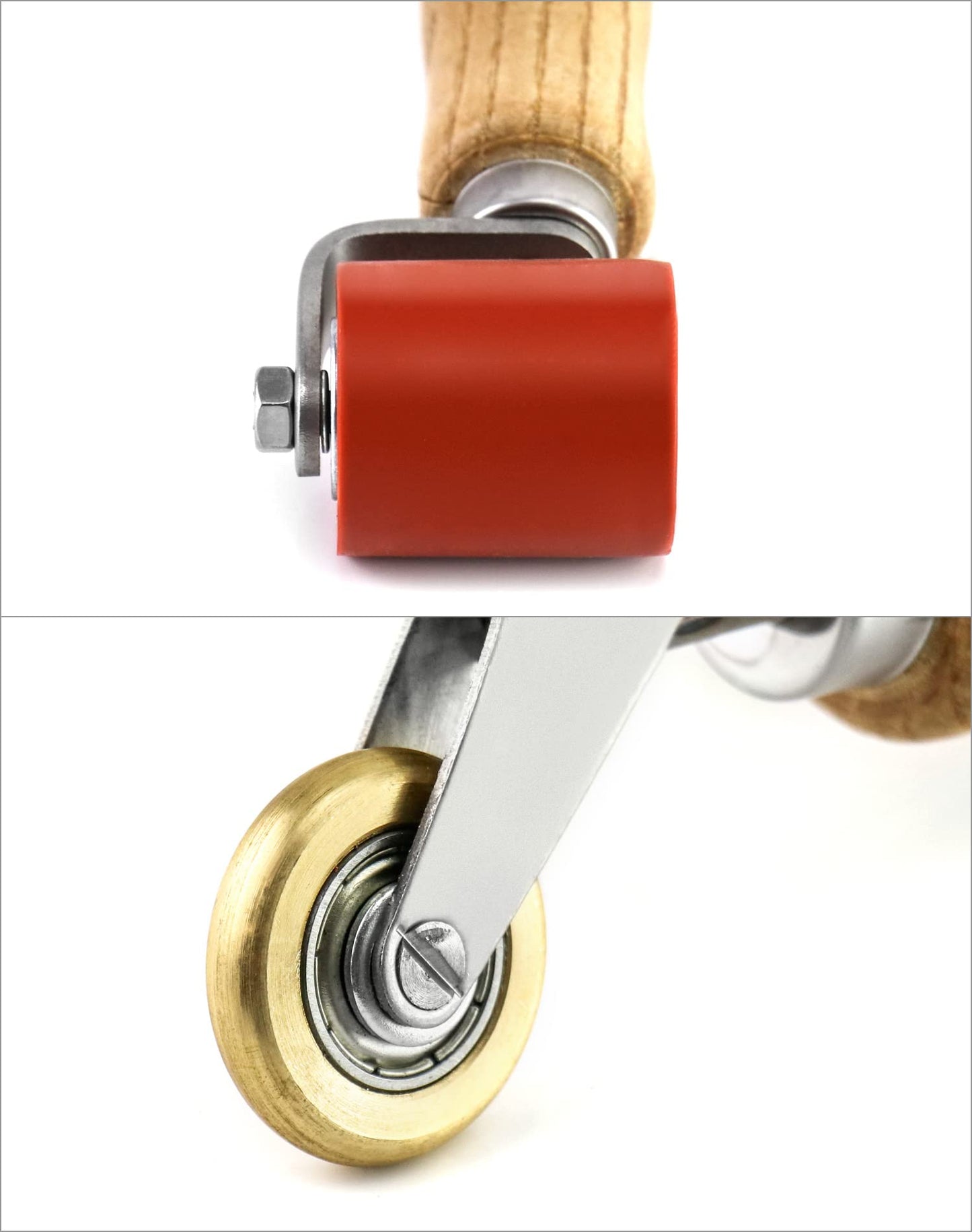 QWORK® 2 IN 1 Seam Roller High Temperature Resistant, 40mm Hard Rubber Seam Roller and 6mm Brass Bottom Corner Seam Roller, PVC Welding Tool.