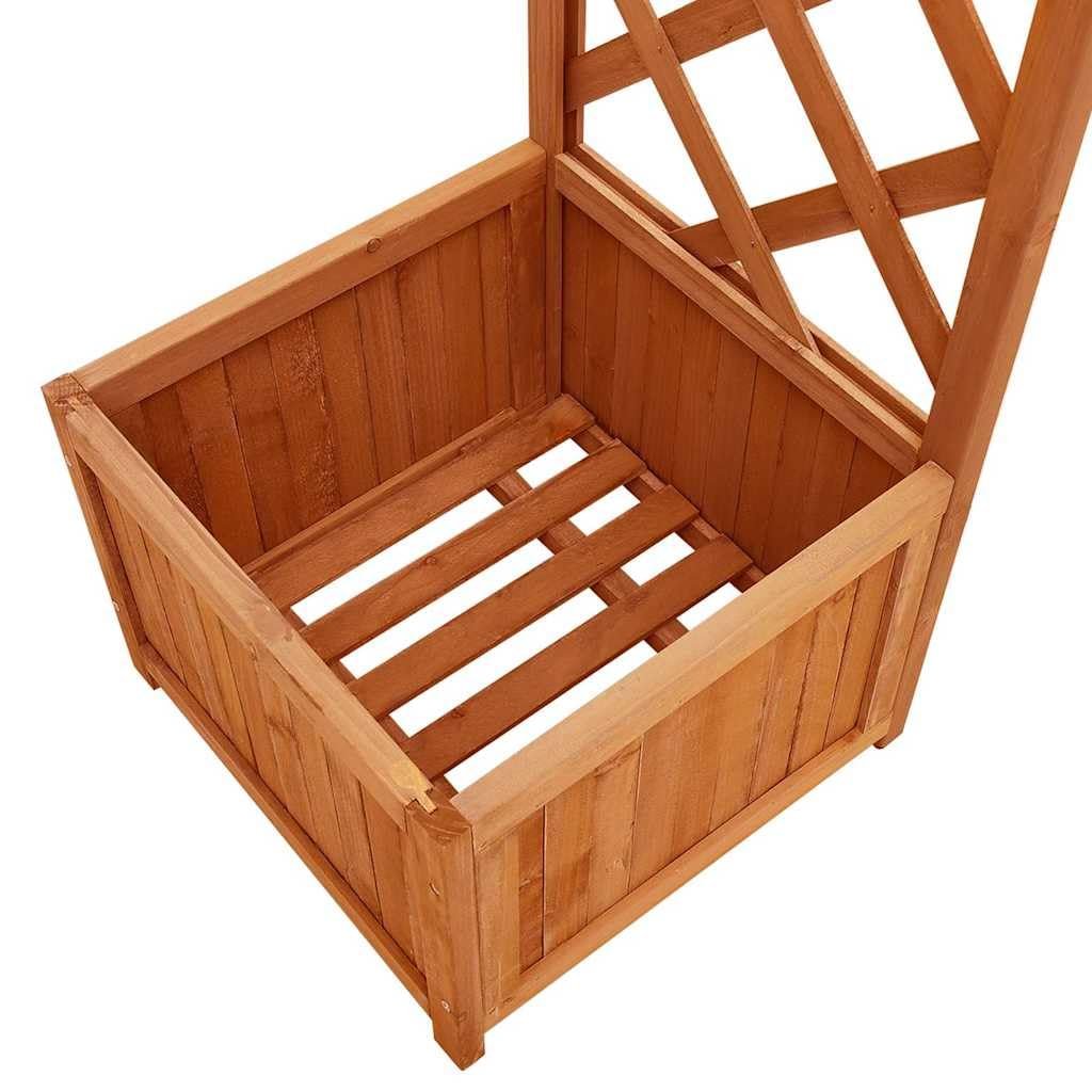 vidaXL Solid Fir Wood Garden Pergola with Planter Flower Arch Arbor Trellis Plant Stand Planter Box Flower Pot.