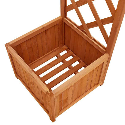 vidaXL Solid Fir Wood Garden Pergola with Planter Flower Arch Arbor Trellis Plant Stand Planter Box Flower Pot.